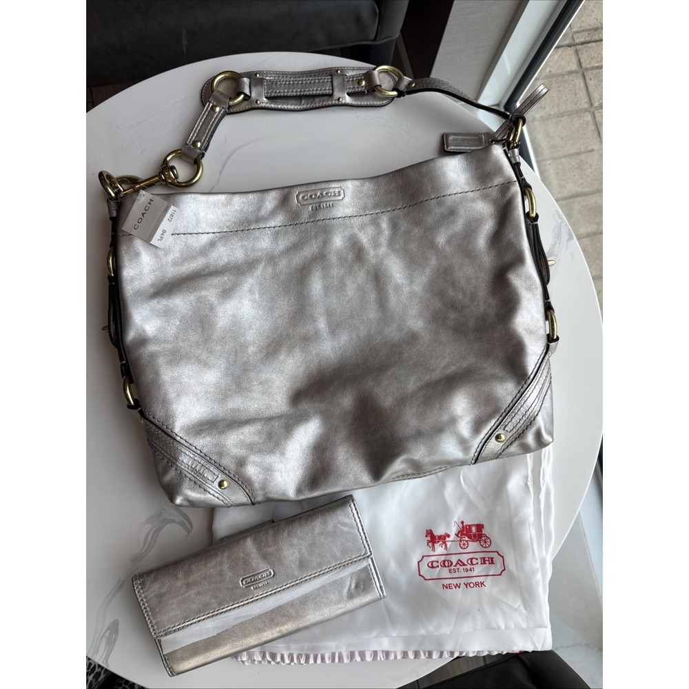 Vintage Coach Metallic Slim Carly Hobo Bag & Slim Envelope Wall #11872 #41365